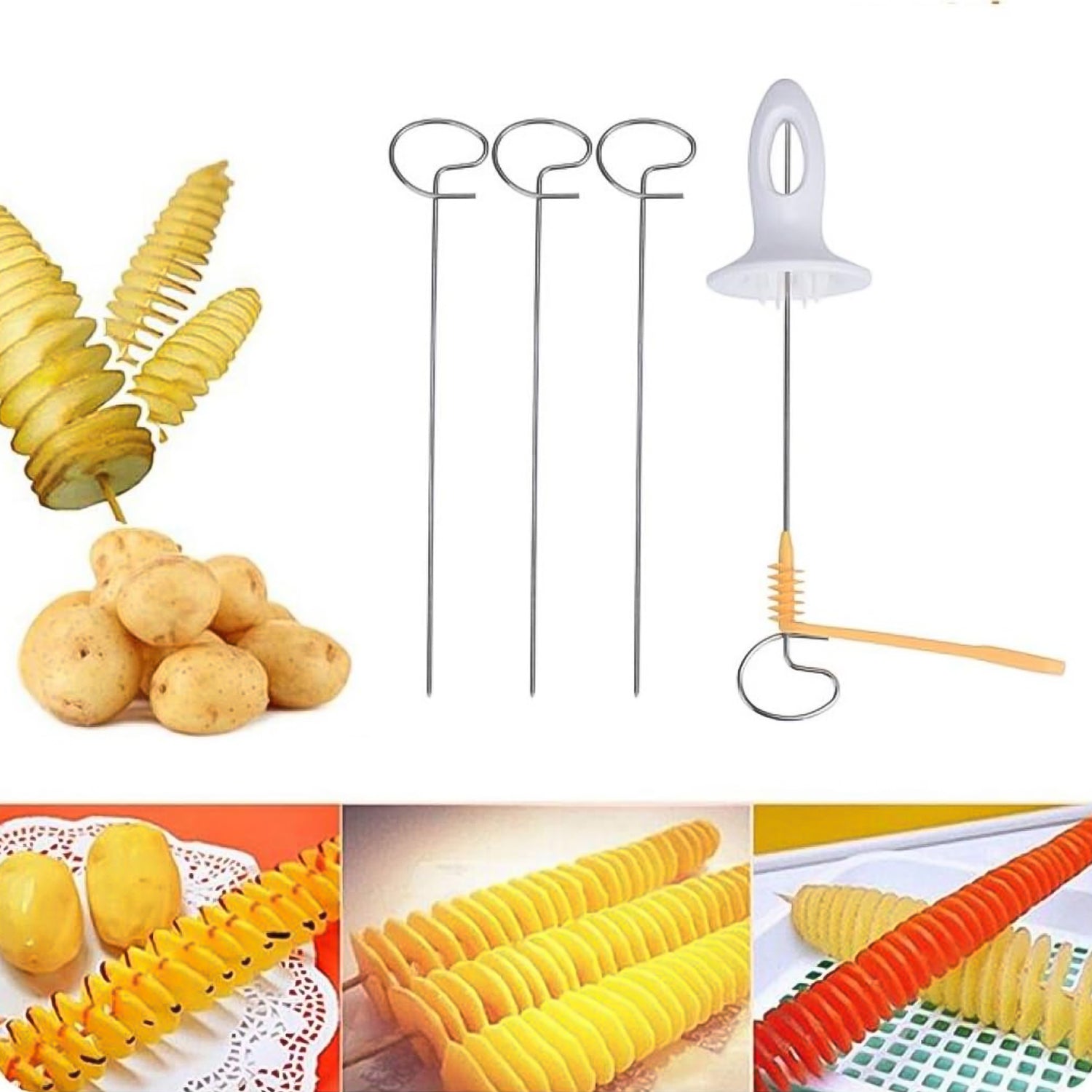 1 Set Potato Spiral Cutter Potato Twister (4 Spits) 1 Set Potato Spiral Cutter Potato Twister (4 Spits)